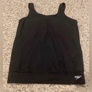 Women's Speedo Black Endurance+ Blouson Tankini Swim Bathing Suit Top Size 6 NWT